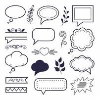 Hand Drawn Speech Bubbles and Floral Elements Scrapbooking and Design Assets. vector
