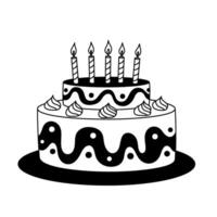 Two-Tier Birthday Cake with Wavy Icing vector