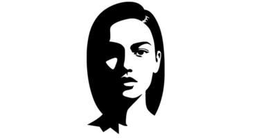 Monochromatic Woman Portrait, Half Shadowed Face vector