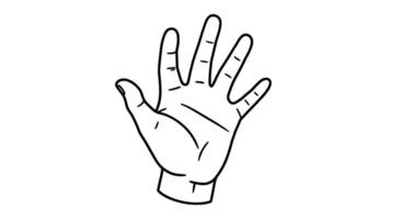 Line Art Hand Open Palm Gesture vector
