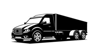 Monochrome Box Truck Icon, Side View vector