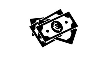 Euro Bills Stack Icon Simple Black Silhouette vector