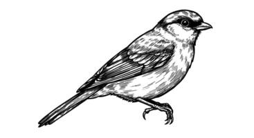 Detailed Ink Drawing of a Small Bird vector