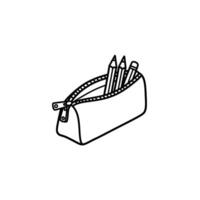 Pencil Case with Zipper and Pencils vector