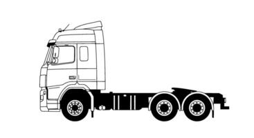 Tractor Unit Line Drawing Side Profile vector