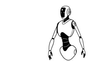 Monochromatic Robot Illustration, Sleek Design vector