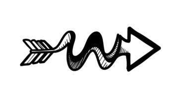 Hand-drawn Wavy Arrow with Fletching vector