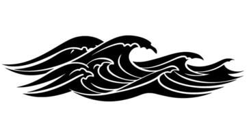 Black Ink Waves Abstract Graphic vector