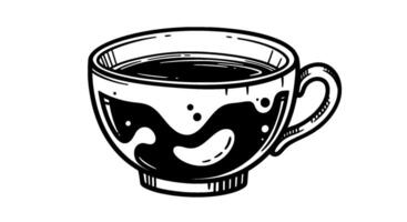 Hand-drawn Coffee Cup with Abstract Swirls vector