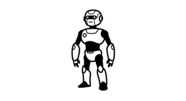 Monochrome Robot Illustration, Futuristic Design vector
