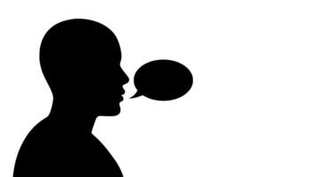 Silhouette Head Profile with Speech Bubble vector