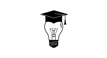 Graduation Cap Lightbulb Idea Icon vector