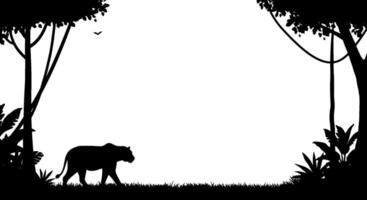 Jungle Cat Silhouette Frame vector