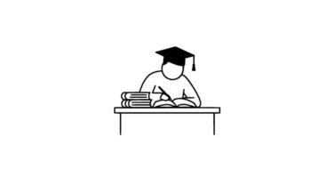 Graduate Student Studying at Desk Icon vector