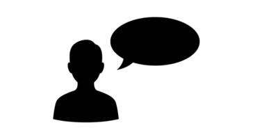 Simple Black Silhouette Person with Speech Bubble vector