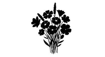 Black Silhouette Flower Bouquet vector