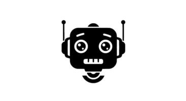 Retro Robot Head Icon Monochrome Design vector