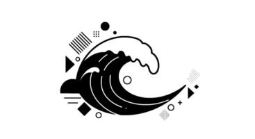 Abstract Monochrome Wave with Geometric Shapes vector