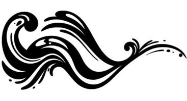 Abstract Black Swirl Wave Design vector