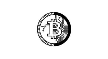 Bitcoin Circuit Board Coin HalfTone vector