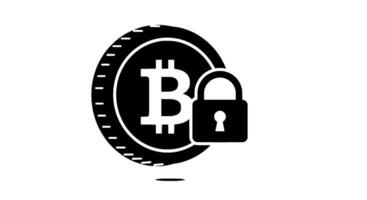 Bitcoin Security Padlock on Crypto Coin Icon vector