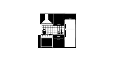 Monochromatic Kitchenette Silhouette Icon vector
