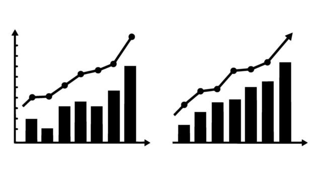 Dual Axis Growth Chart Bar and Line Data vector