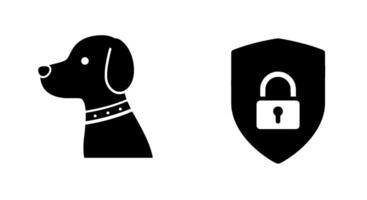 Dog Profile Security Shield Icon Set vector