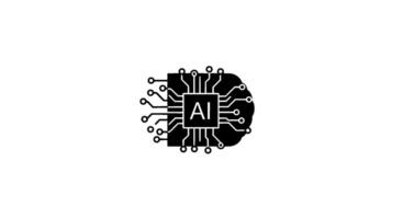 AI Brain Circuitry Microchip Icon vector