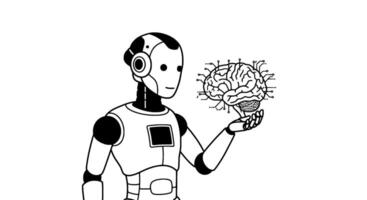AI Robot Holding Circuit Brainalt vector