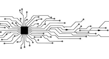 Abstract Circuit Board Lines with Central Processor vector