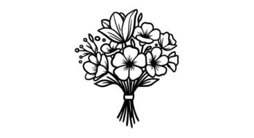 Monochromatic Floral Bouquet Line vector