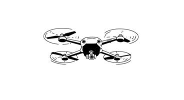 Quadcopter Drone Icon Top View Sketch vector