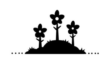 Three Simple Flowers on a Hill vector