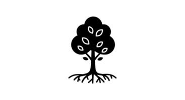 Simple Black Tree with Roots Icon vector
