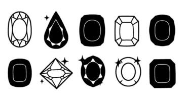 Black and White Gemstone Shapes Set vector
