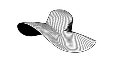 Striped Sunhat Linear Art Design vector