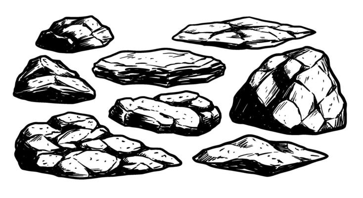 Handdrawn Ink Sketch of Rock Pile
