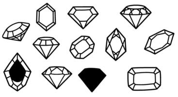 Outlined Gemstone Shapes Jewelry Design Elements vector