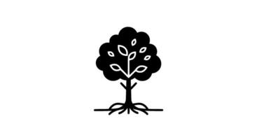 Simple Black Tree Icon with Detailed Roots vector