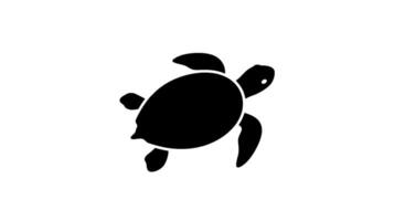Solid Black Sea Turtle Icon vector