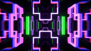 Purple and Green Neon Tunnel with Flashing Geometric Shapes Background VJ Loop in 4K video