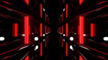 Red and White infinite Mirror Corridor with Neon Lighting Background VJ Loop in 4K video