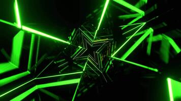Yellow and Green Figured Strobe Neon Corridor Background VJ Loop in 4K video
