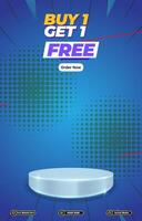 sale discount template banner with blank space 3d podium for social media post product sale with abstract gradient blue background design vector