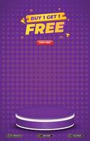 sale discount banner blank space 3d podium for social media post product sale with abstract gradient background design vector