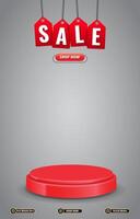 sale discount banner with blank space 3d podium for social media post product sale with abstract gradient background design vector