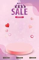 sale discount template banner with blank space 3d podium for social media post product sale with abstract gradient background design vector