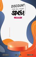 sale discount portait template banner with blank space 3d podium for social media post product sale with abstract gradient white background design vector