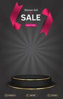 sale discount portait template banner with blank space 3d podium for social media post product sale with abstract gradient background design vector